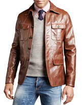 Men Genuine Leather Blazer Sport Coat 11